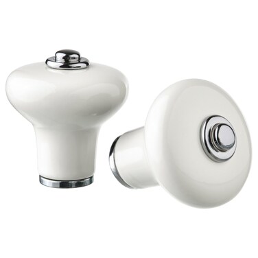 2 In Pack Knob Off-White/Chrome-Plated 30 Mm