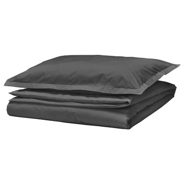 Duvet Cover And Pillowcase Dark Grey 150X200/50X80 Cm