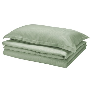 Duvet Cover And Pillowcase Light Grey-Green 150X200/50X80 Cm