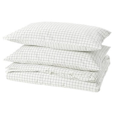 Duvet Cover And 2 Pillowcases White/Anthracite 240X220/50X80 Cm