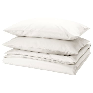 Duvet Cover And 2 Pillowcases White 240X220/50X80 Cm