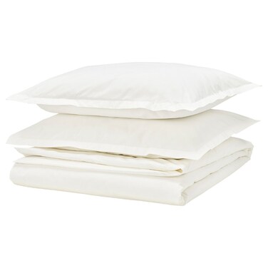 Duvet Cover And 2 Pillowcases White 240X220/50X80 Cm
