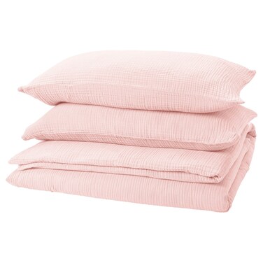 Duvet Cover And 2 Pillowcases Pale Pink 240X220/50X80 Cm