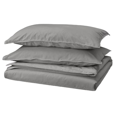 Duvet Cover And 2 Pillowcases Grey 240X220/50X80 Cm