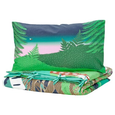 Duvet Cover And Pillowcase Multicolour/Forest Pattern 150X200/50X80 Cm
