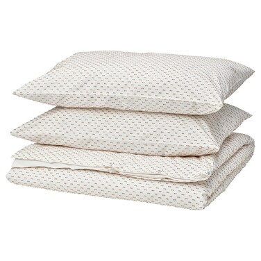Duvet Cover And 2 Pillowcases White/Beige 240X220/50X80 Cm