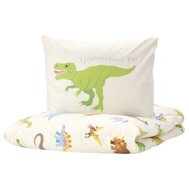 Duvet Cover And Pillowcase Dinosaurs/White 150X200/50X80 Cm