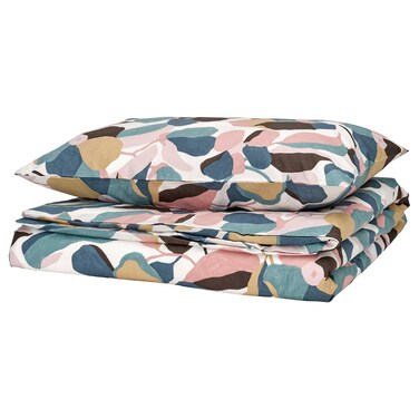 Duvet Cover And Pillowcase White/Multicolour 150X200/50X80 Cm