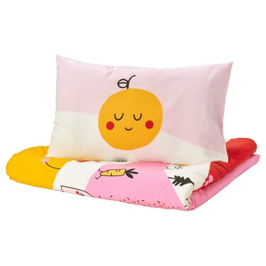 Duvet Cover 1 Pillowcase For Cot Multicolour/Striped 110X125/35X55 Cm