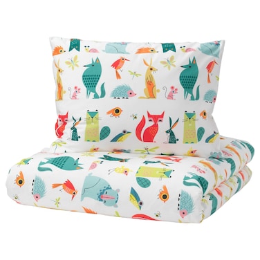 Duvet Cover And Pillowcase Animal/Multicolour 150X200/50X80 Cm