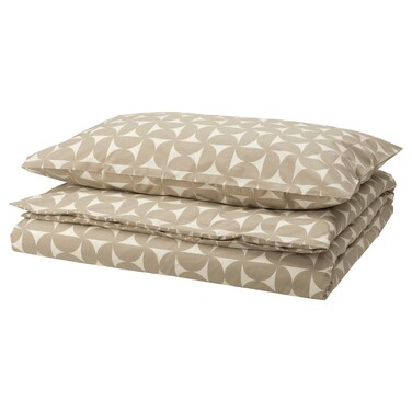 Duvet Cover And Pillowcase Grey-Beige/Off-White 150X200/50X80 Cm