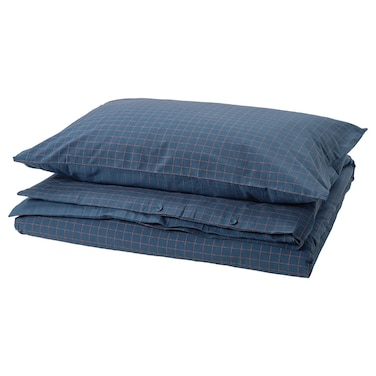Duvet Cover And Pillowcase Dark Blue/Light Brown 150X200/50X80 Cm