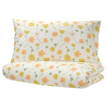 Duvet Cover And Pillowcase Multicolour/Flower Pattern 150X200/50X80 Cm