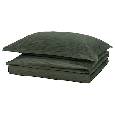 Duvet Cover And Pillowcase Dark Green 150X200/50X80 Cm