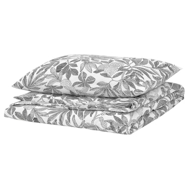 Duvet Cover And Pillowcase White/Black 150X200/50X80 Cm