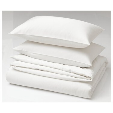 Duvet Cover And 2 Pillowcases White 240X220/50X80 Cm
