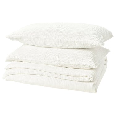 Duvet Cover And 2 Pillowcases White 240X220/50X80 Cm
