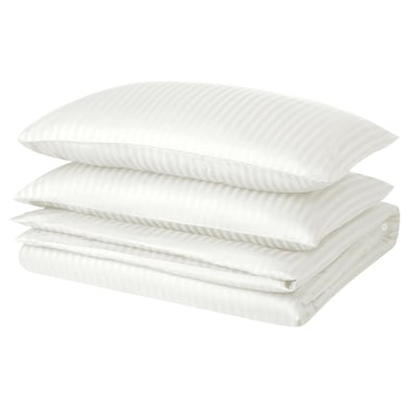 Duvet Cover And 2 Pillowcases White 240X220/50X80 Cm