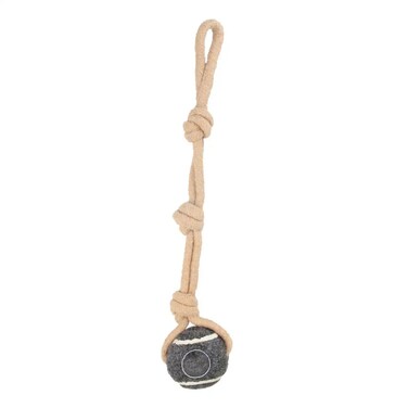 Dog Tennis Ball Rope Toy Single (Grey)