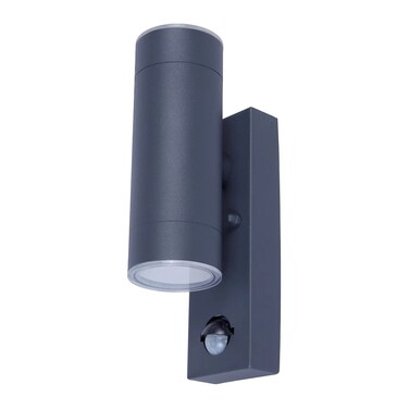 Candiac LED Fixed PIR Outdoor Wall Light (9 W, Warm White, Dark Gray)