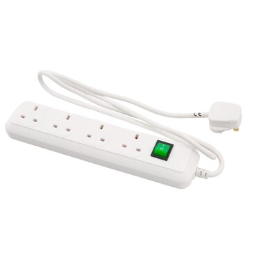 Eco-Line 4 Socket Extension Lead (1.5 m, White)