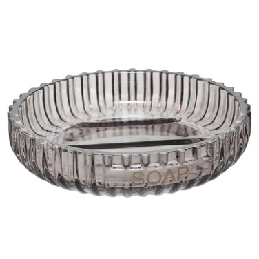 Glass Soap Dish (11 x 2.5 cm, Grey)