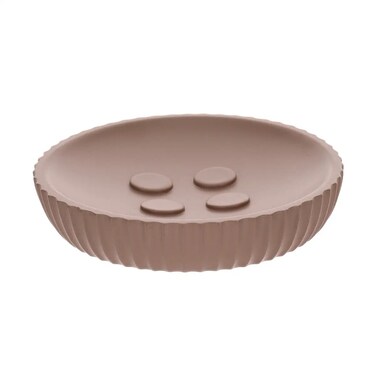 Polyresin Soap Dish W/Rounded Stripes (Cappuccino, 11 x 11 x 2.4 cm)