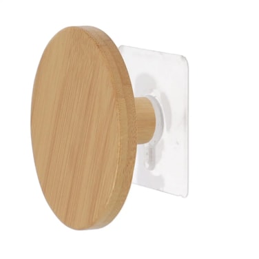 Bamboo Hook Rack on Sticker (Beige, Dia 8.5 cm)