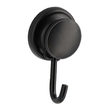Aluminum Hook on Suction Cup (Black, 7.2 x 5.5 x 12 cm)