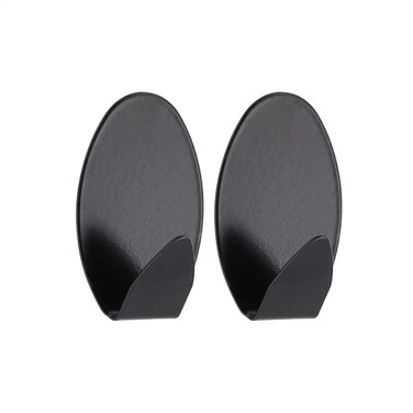 Oval Stainless Steel Hooks Set (Black, 2 Pc.)