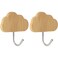 Stainless Steel Hooks Set W/Bamboo Base (Nuage, 2 Pc.)