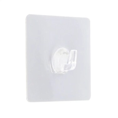 Square PS/PVC Adhesive Hook (White, 8 x 2 x 8 cm)