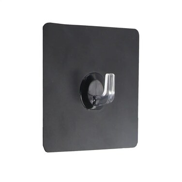 Square PS/PVC Adhesive Hook (Black, 8 x 2 x 8 cm)