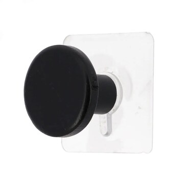 Bamboo Hook Rack on Sticker (Black, Dia 4.5 cm)