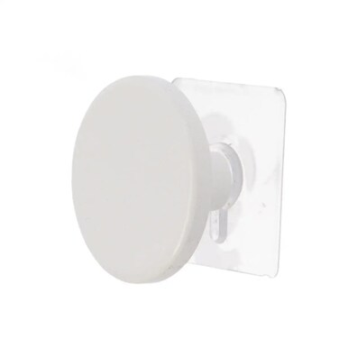 Bamboo Hook Rack on Sticker (White, Dia 6.5 cm)