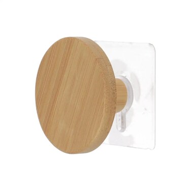 Bamboo Hook Rack on Sticker (Beige, Dia 6.5 cm)