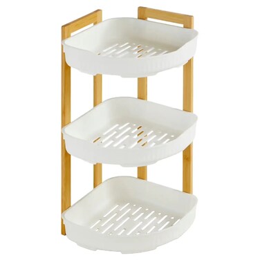 Natur&eacute;o Rectangular 3-level Bathroom Corner Shelf (White)