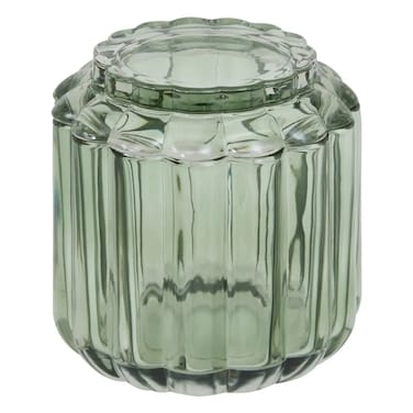 Florea Glass Cotton Jar (Green, Dia. 10.8 x 11.4 cm)