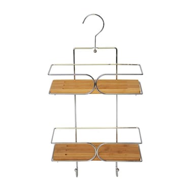 Gebor Chromed Metal Bamboo Shower Caddy W/2 Shelves (25 x 11 x 50 cm)