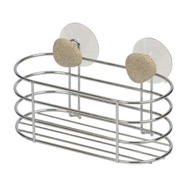 Gebor Chromed Metal Oval Shower Basket W/2 Suction Cups (11 x 20.5 x 12.5 cm)
