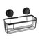Aluminum Rectangular Basket on Suction Cup (Black, 28 x 13.5 x 17.5 cm)