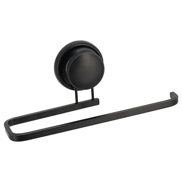 Aluminum Towel Ring on Suction Cup (Black, 24 x 7.5 x 10 cm)