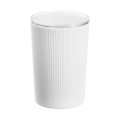 Fluted Plastic Canister (8 x 8 x 11.4 cm, White)