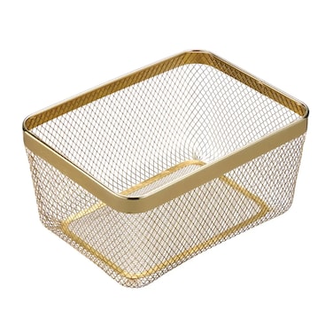 Meshi Metal Pantry Basket (Brass, 31 x 23.5 x 15.8 cm)