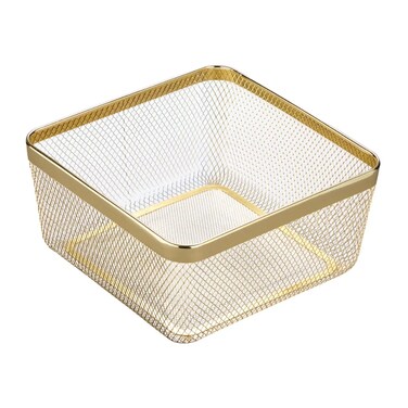 Meshi Metal Pantry Basket (Brass, 31 x 31 x 15.8 cm)