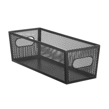 Perforated Metal Bin (Black, 40.6 x 15 x 12.7 cm)