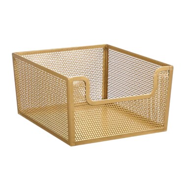 Perforated Dip Front Basket (Brass, 30.5 x 25.4 x 15 cm)