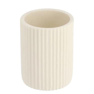 Polyresin Tumbler W/Rounded Strips (White, 7 x 7 x 9.5 cm)