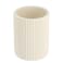 Polyresin Tumbler W/Rounded Strips (White, 7 x 7 x 9.5 cm)