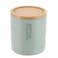 Polyresin Cotton Box W/Bamboo Lid (Eucalyptus Green, 9.5 x 11 cm)